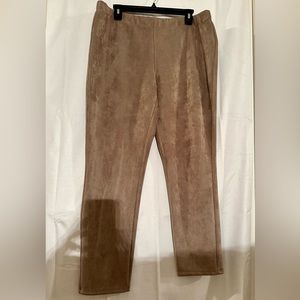 Essentials Sioni Womens Straight Leg Pants in Faux Suede with Pintuck Detail